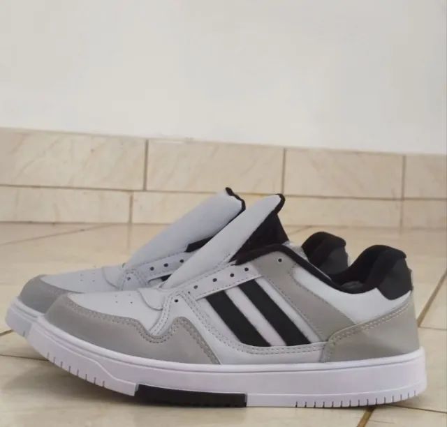Tênis Casual Branco, Cinza e Preto - Tam. 42 - Foto 3