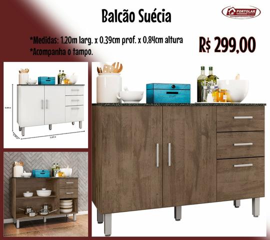 Balcão Suécia 1,20m, Entrega em 3 dias
