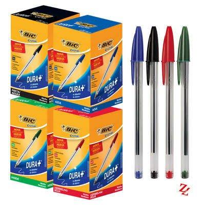 50 unidades Caneta bic Esferográfica Cristal Dura+ Média (1.0 mm)