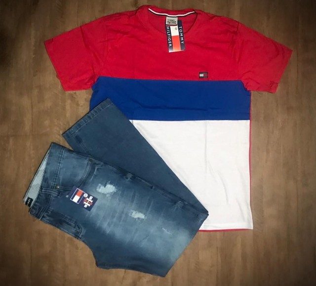 Conjunto Calca jeans e camisa semi peruana 