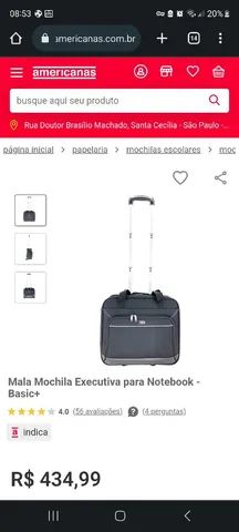 Mala de mão com rodinha laptop trabalho executiva