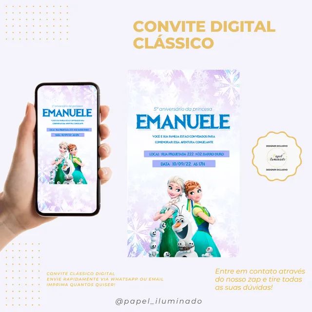 Convite Digital Para Whatsapp Email Frozen