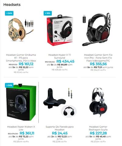 Headset Gamer para PS4 / PS5 / Xbox One / Xbox Series / Smartphones