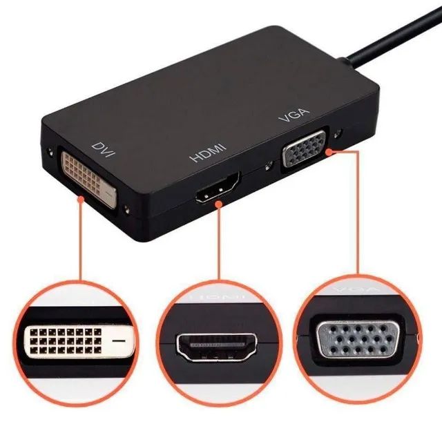 Conversor Adaptador 3x1 Displayport Para Dvi Vga Hdmi  - Foto 2