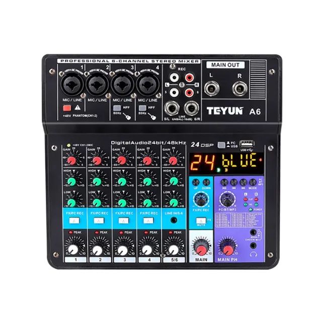 Mesa de Som Analógica TEYUN A6 USB/MP3/BLUETOOTH - MS0090