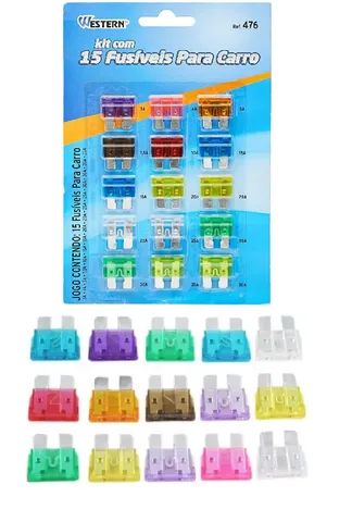 Kit Com 15 Fusíveis Para Carro L Western 476 1
