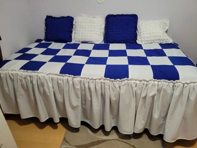 Colcha com babado dupla face para bicama de solteiro - cama - Foto 2