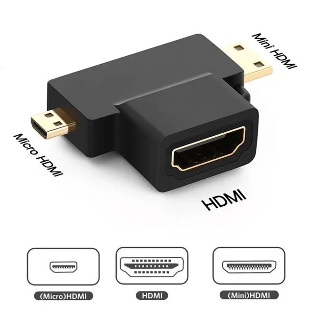 Conversor Adaptador 2 Em 1 Hdmi Para Micro Hdmi E Mini Hdmi