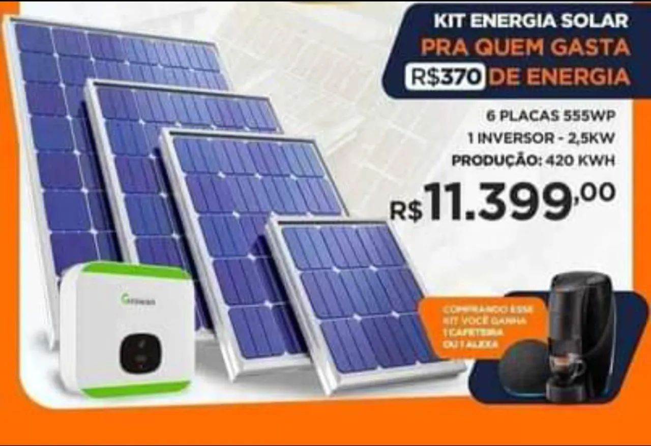 Kit Energia Solar 280 kWh - R$8.299,00 - Foto 3