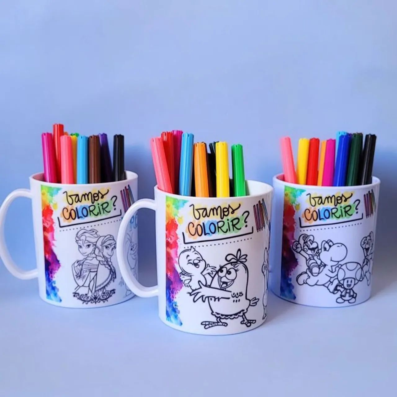 Canecas , Camisetas, Pijamas Decoradas com Desenhos para Colorir