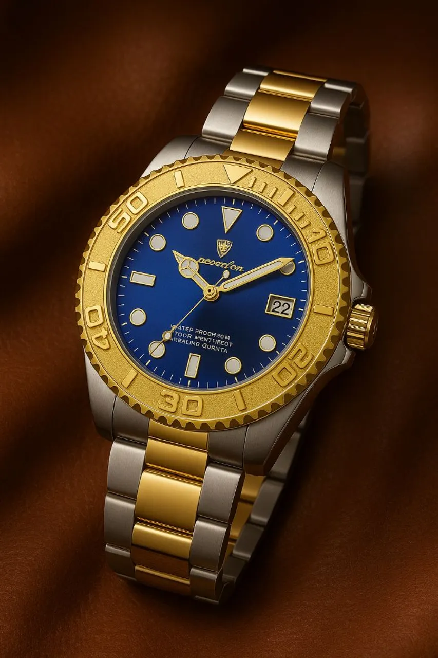 Relógio de Luxo Dourado e Prata - Elegância e Estilo