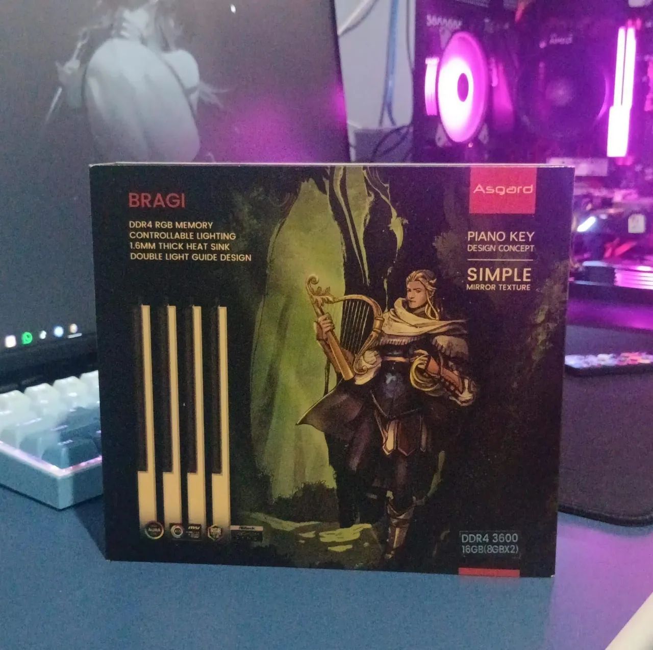 Memória RAM Asgard Bragi DDR4 3600mhz 16GB (8GBx2) cl14 RGB