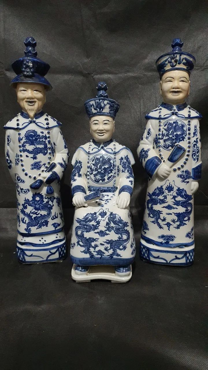 Conjunto de 3 esculturas: gerações de imperadores chineses na dinastia Qing - Foto 6