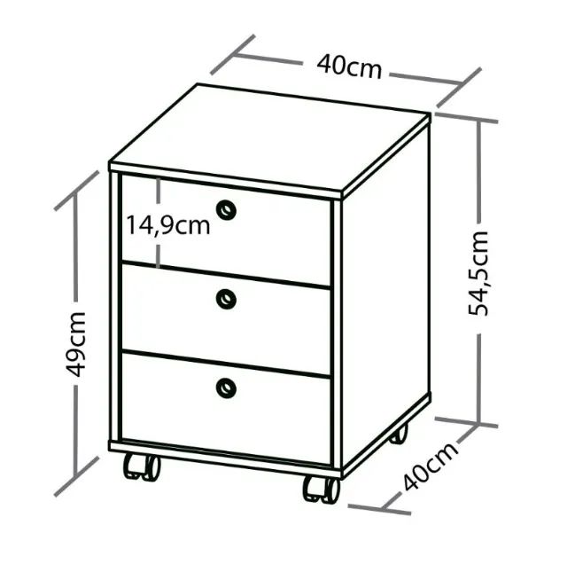 Gaveteiro New - Gaveteiro com 3 Gavetas - Gaveteiro Volante - Gaveteiro - Foto 6