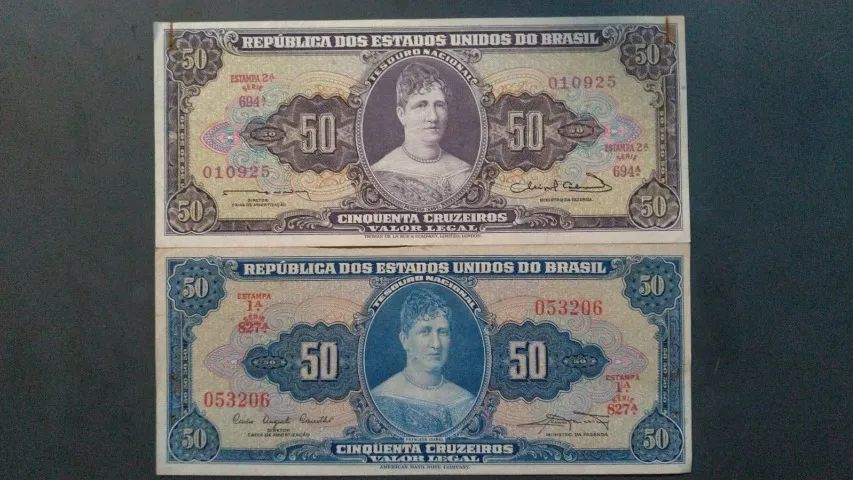 2 Notas 50 Cruzeiros, Princesa Isabel.