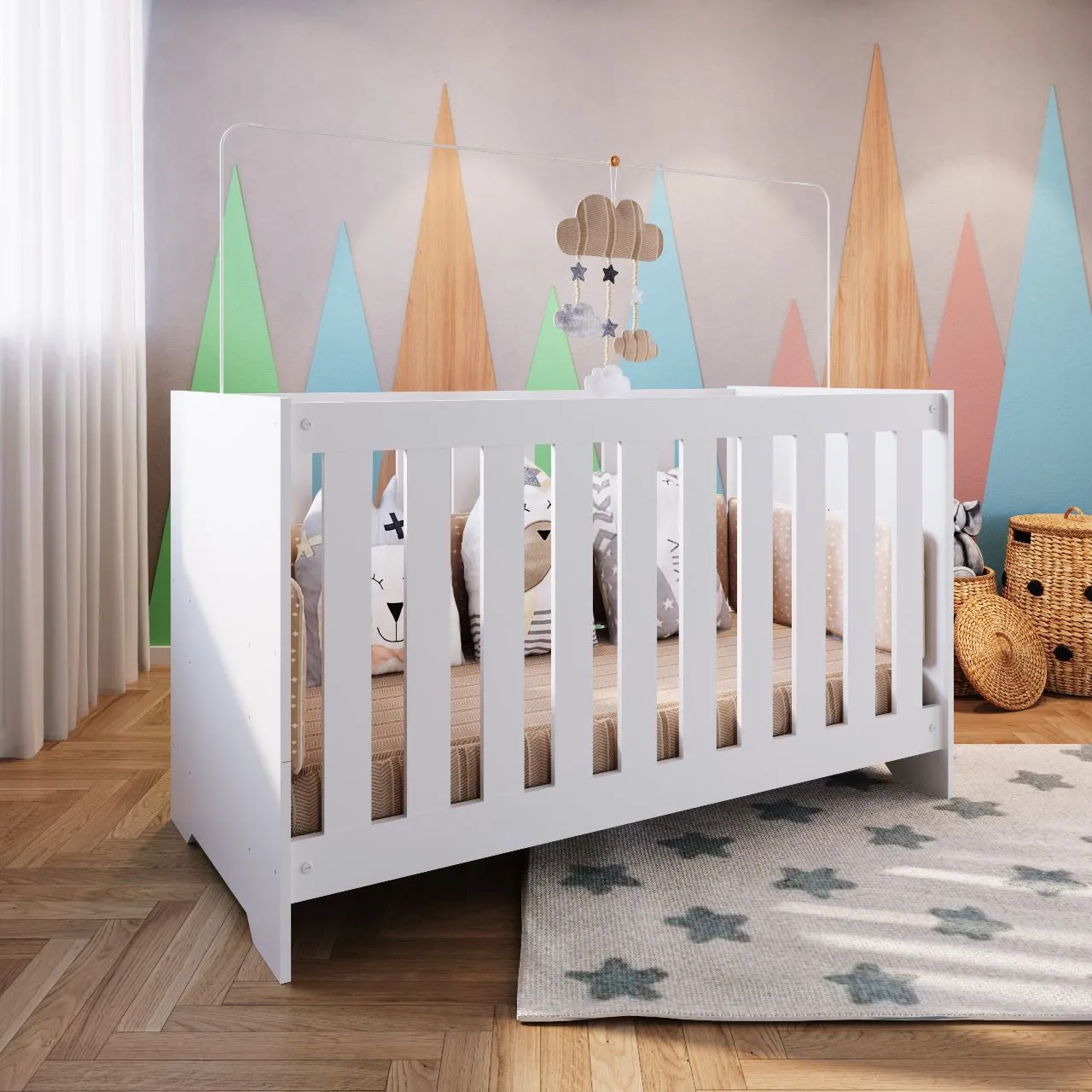 Berço Infantil Branco Moderno e Seguro