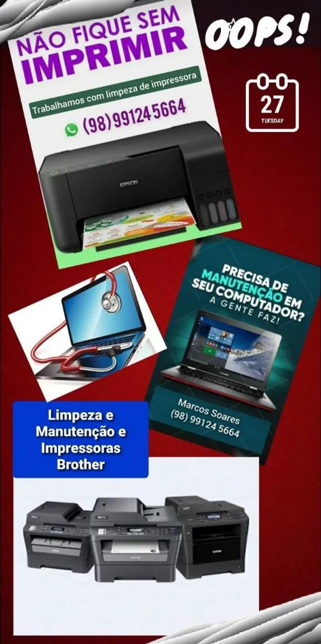 Conserto de Impressora Epson, Hp e Brother. Atendimento a domicilio - Foto 2