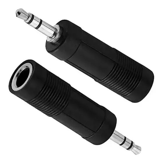 Kit Conector de Áudio Estéreo P2 x P10 - Plug Adaptador Profissional 3,5mm para 6,35mm