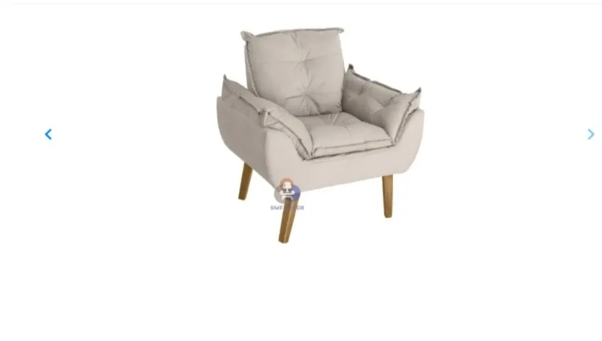 Kit 02 Poltrona Decorativa Glamour Opala Bege Confortável Com Pés Quadrado - SMF Decor