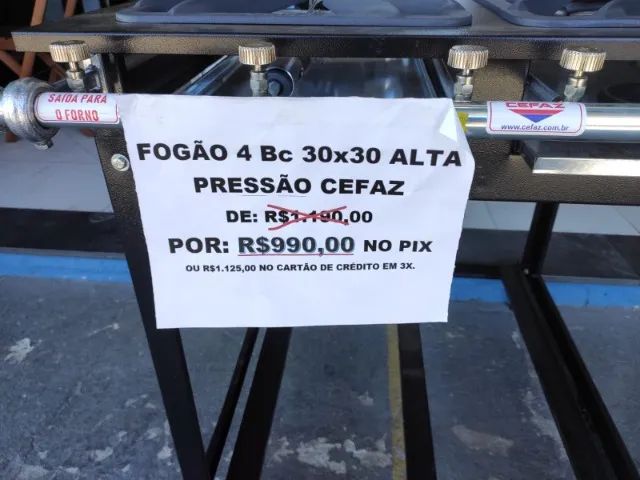 Fogão 4 bocas Industrial - Alta pressão - Boca 30x30 - perfil 7  - Foto 2