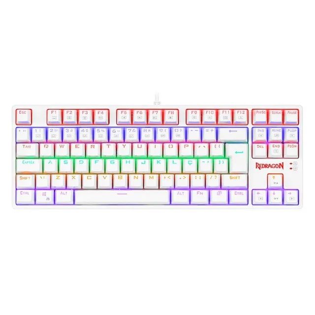 Teclado Mecânico 80% Redragon Daksa White Rainbow Switch Blue - WZetta