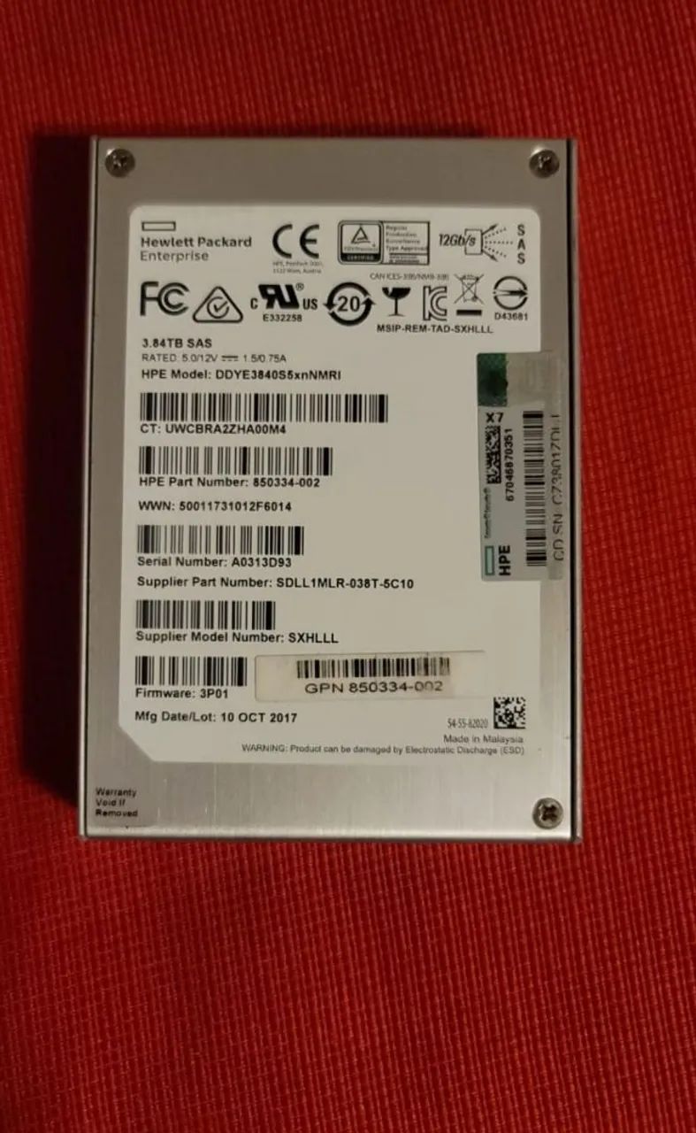  SSD HPE 3.84TB SAS 12Gbps