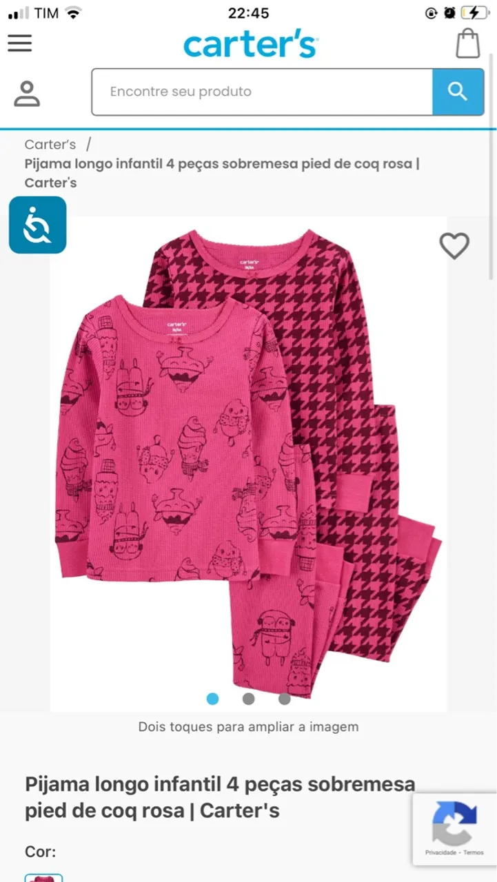 Pijama longo infantil 4 peças Carter's