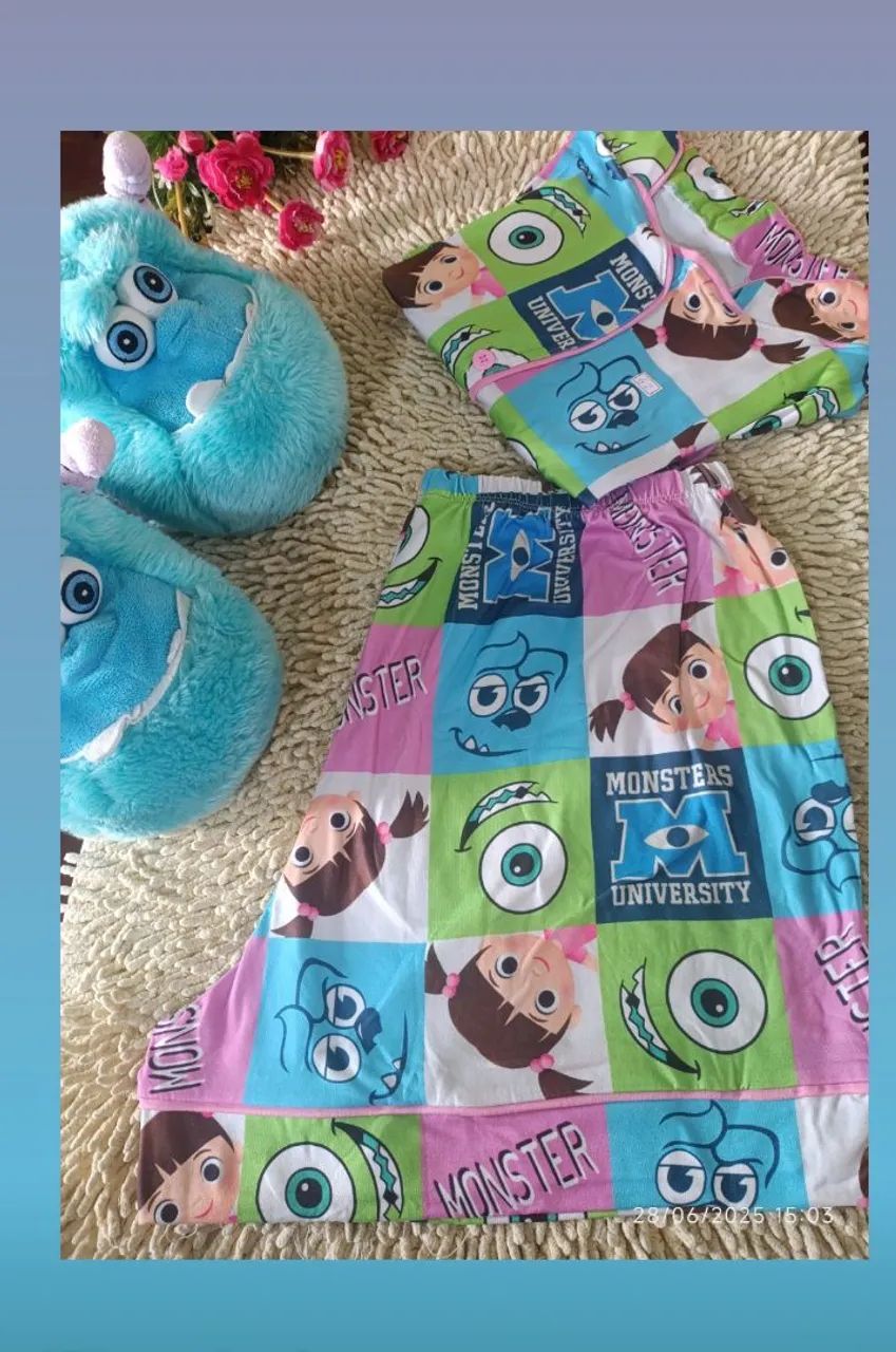 Pijamas Americanos Curtos - Monstros S.A - Foto 4
