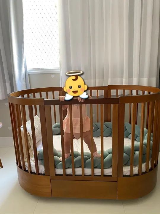 Berço Oval de Madeira com Protetor de Berço - Foto 2