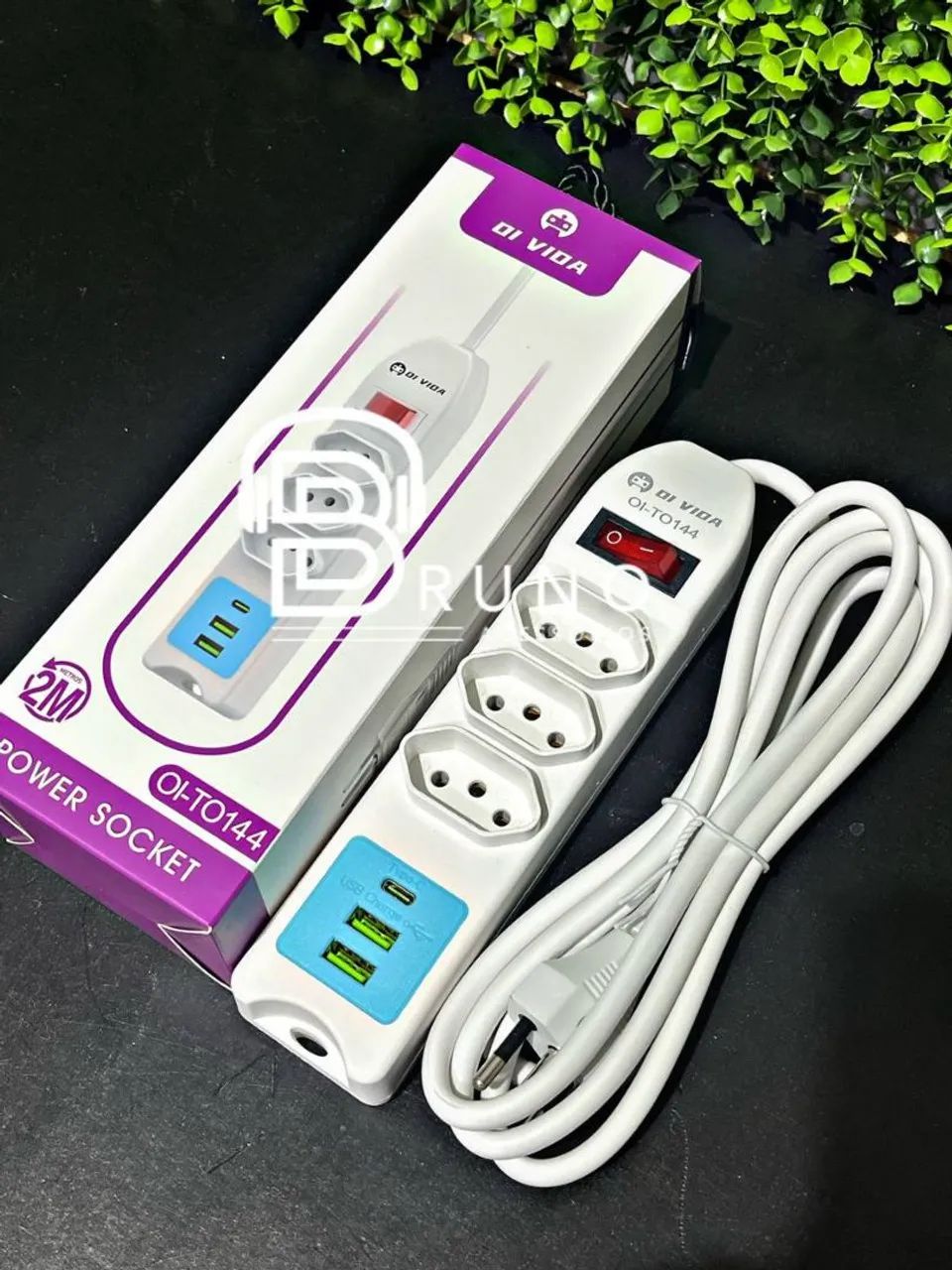 Extensão 3 Tomadas + USB-C 