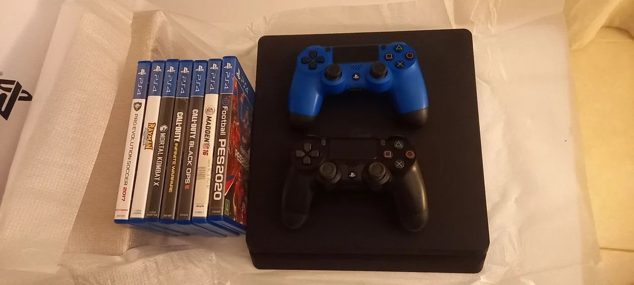 PS4 Slim 500GB + 2 controles + 7 jogos originais - ótimo estado - Foto 3