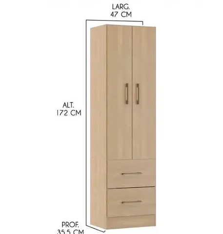 Guarda-Roupa Solteiro 2 Portas com Gavetas