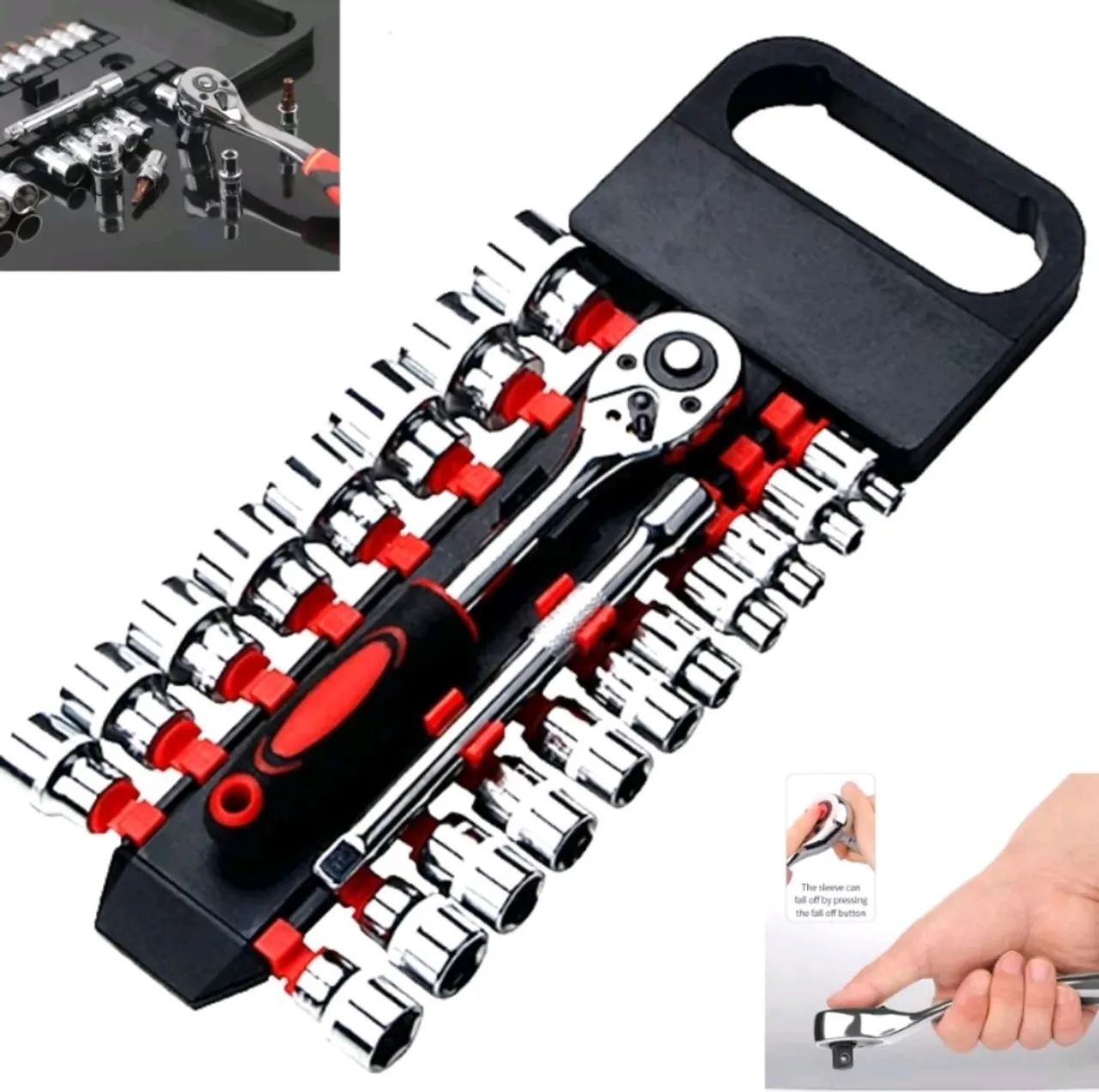 Kit 22 Peças Jogo De Soquetes 1/2 Polegada Aço Cromo Vanádio Profissional - Foto 4