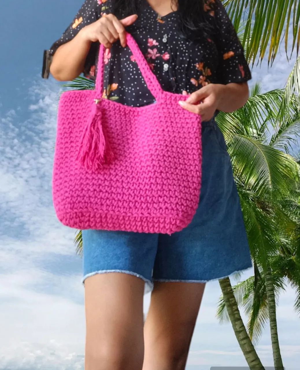 Bolsa de ombro em crochê barbante  - Foto 4