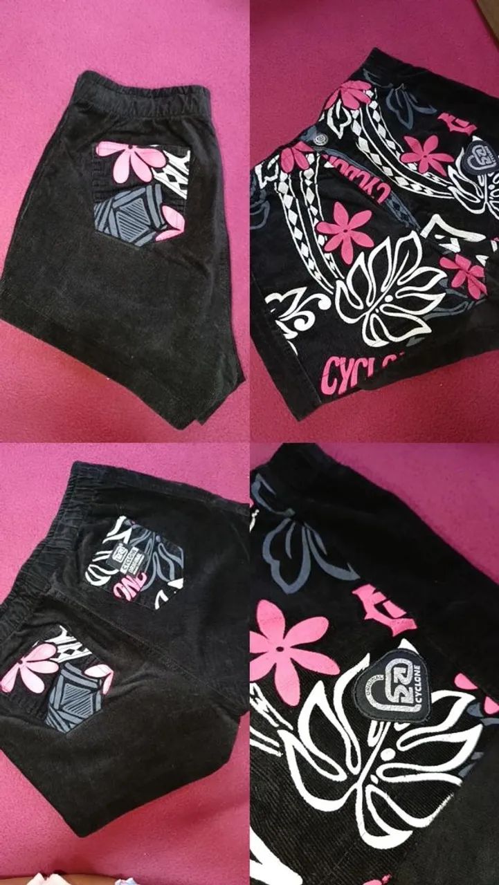 Shorts jeans CYCLONE feminino com estampa floral