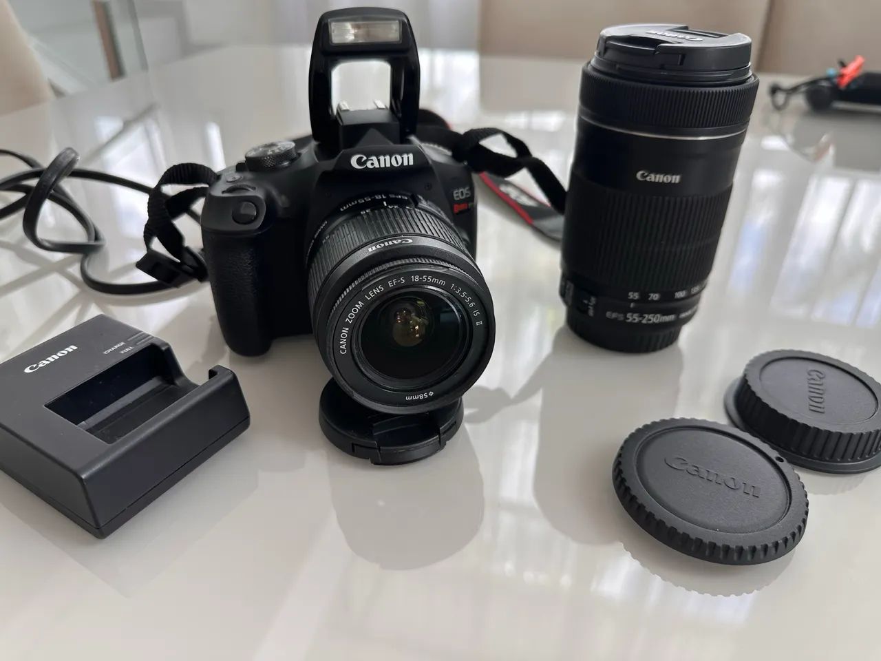 Câmera DSLR Canon EOS Rebel T7 + 2 Lentes Teleobjetivas Image Stabilizer - Foto 2