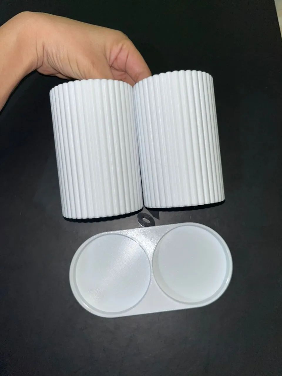 porta escova duplo canelado organizador branco | porta treco | porta lapis | novo - Foto 4