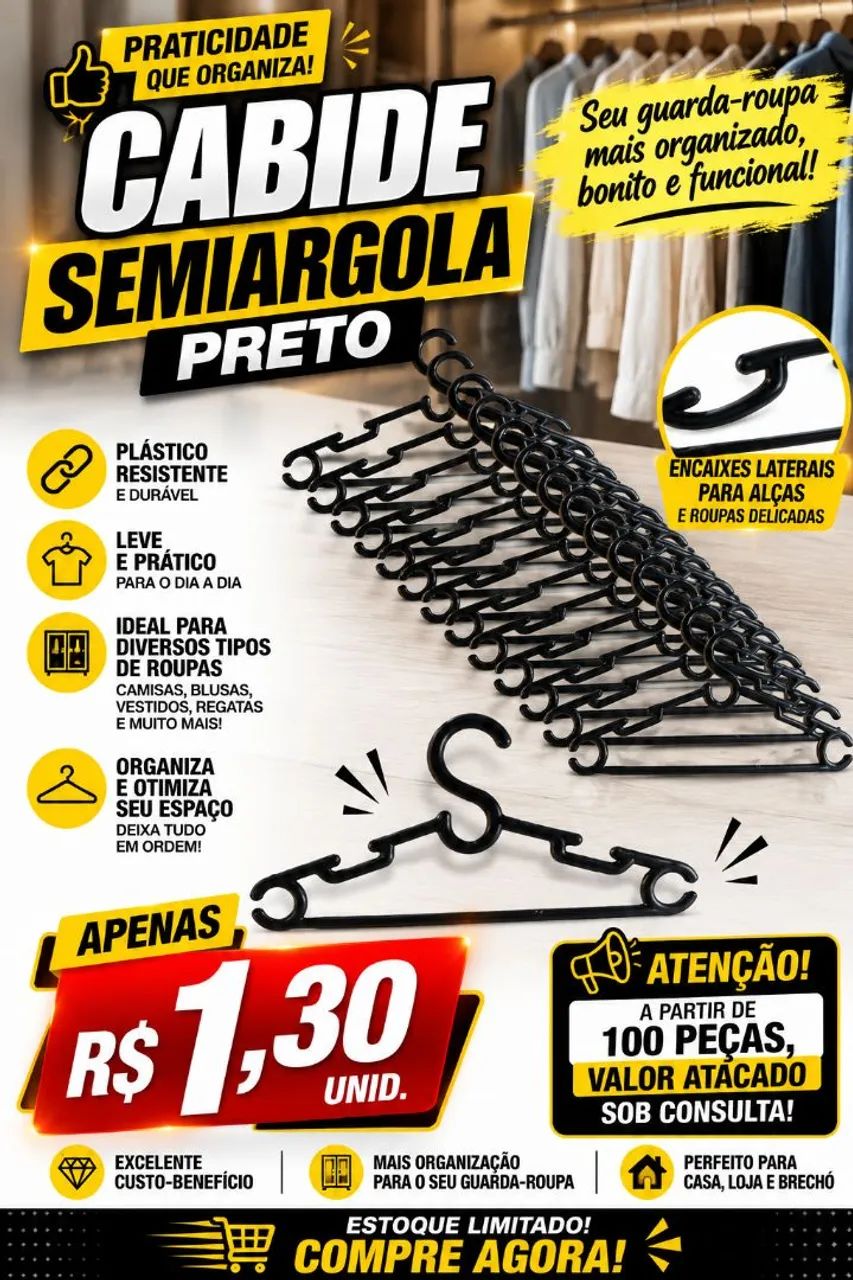 Cabides Plásticos Pretos  - Foto 3