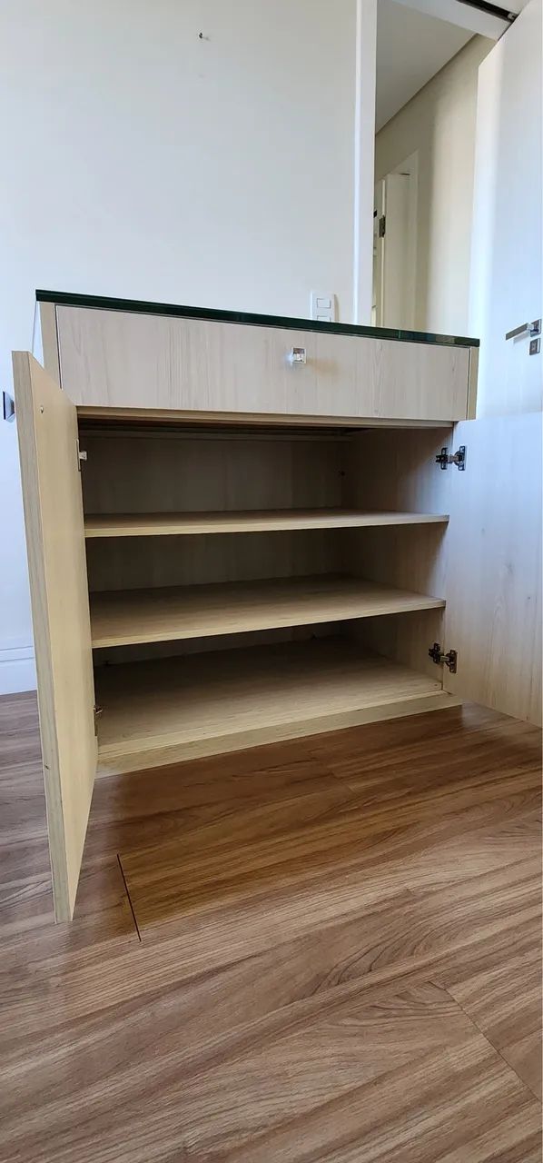 Cômoda em mdf com tampo de vidro - Foto 4