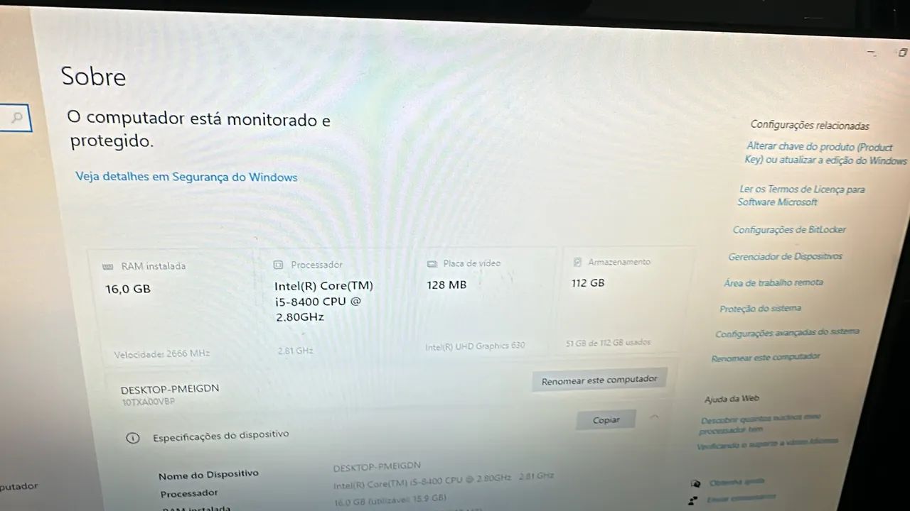 Computador lenovo i5 oitava ddr4 16 gb geração completo tela 19 polegadas ssd 256 loja  - Foto 2