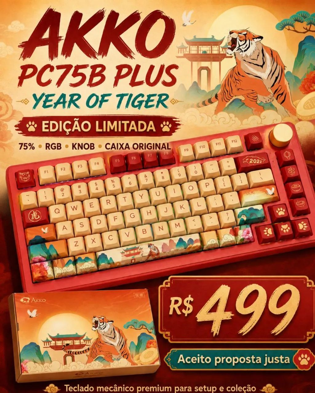 TECLADO MECÂNICO AKKO YEAR OF TIGER  EDIÇÃO LIMITADA