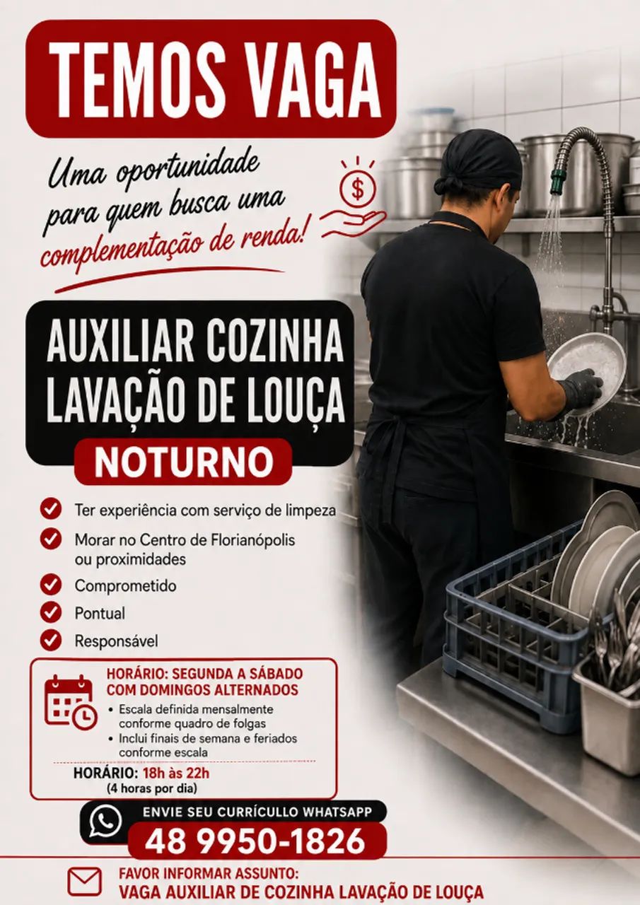 Auxiliar de Cozinha (Lavação de Louça) - Foto 3