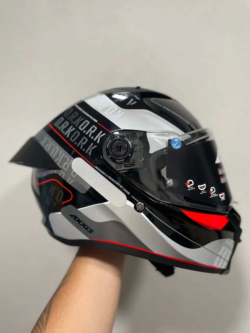 Capacete Axxis Fenix Ork B5 Black Red Gloss - Foto 3