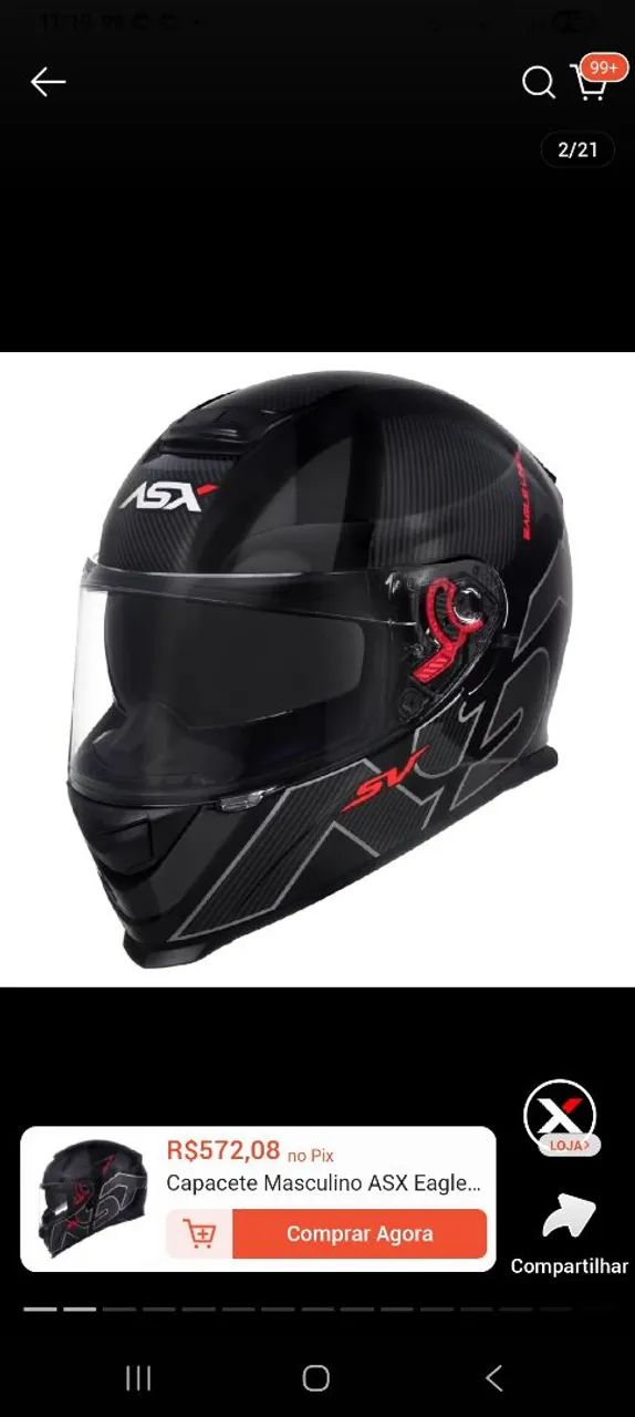 Capacete Asx com óculos solar  - Foto 2