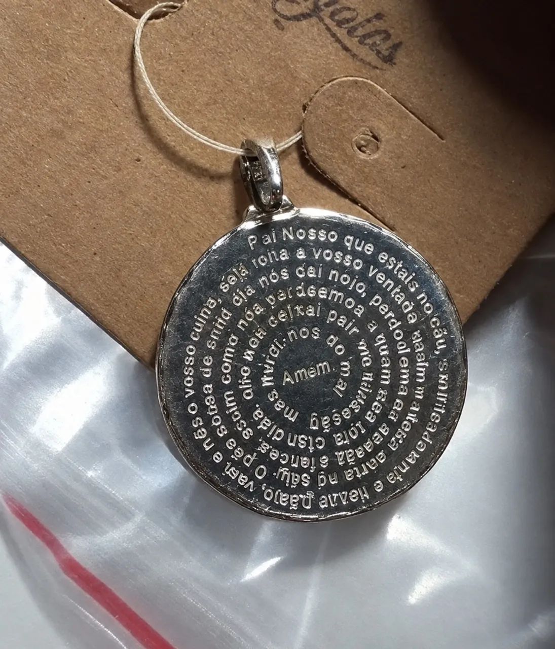 Pingente Pai Nosso Prata 925. 2,4cm