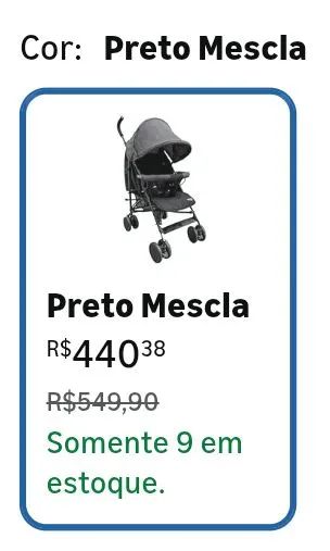 Carrinho de Bebê -  Cosco, preto mescla. - Foto 4