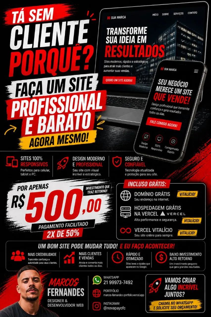 Criação de Site Profissional Barato + Domínio Grátis