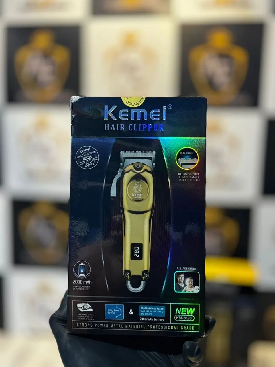 Máquina de corta Cabelo Kemei dourada  - Foto 4