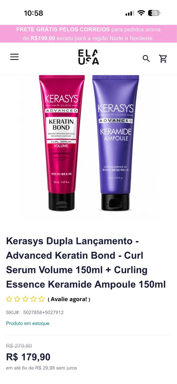 Kerasys Leave Preço de Oportunidqde 