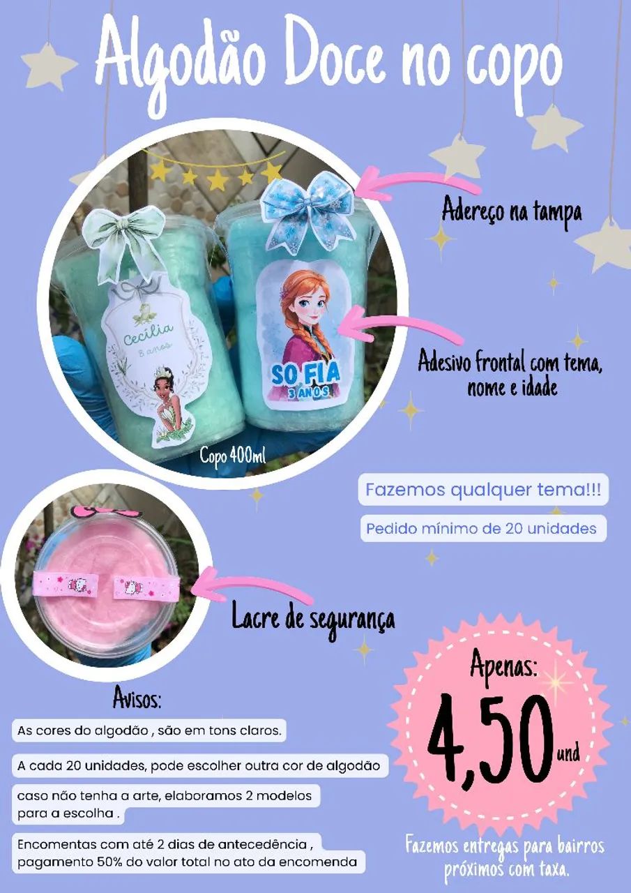 Algodão doce no copo  - Foto 3